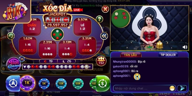 Bản lĩnh Tài/Xỉu trong game xóc đĩa đổi thưởng RIKVIP
